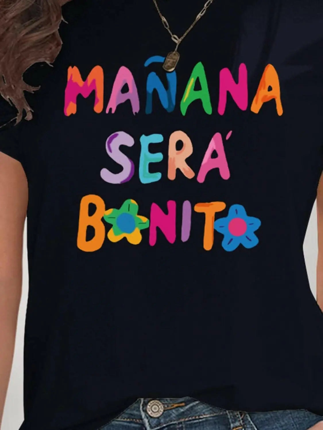 Chic graphic print short sleeve tee - Love Salve